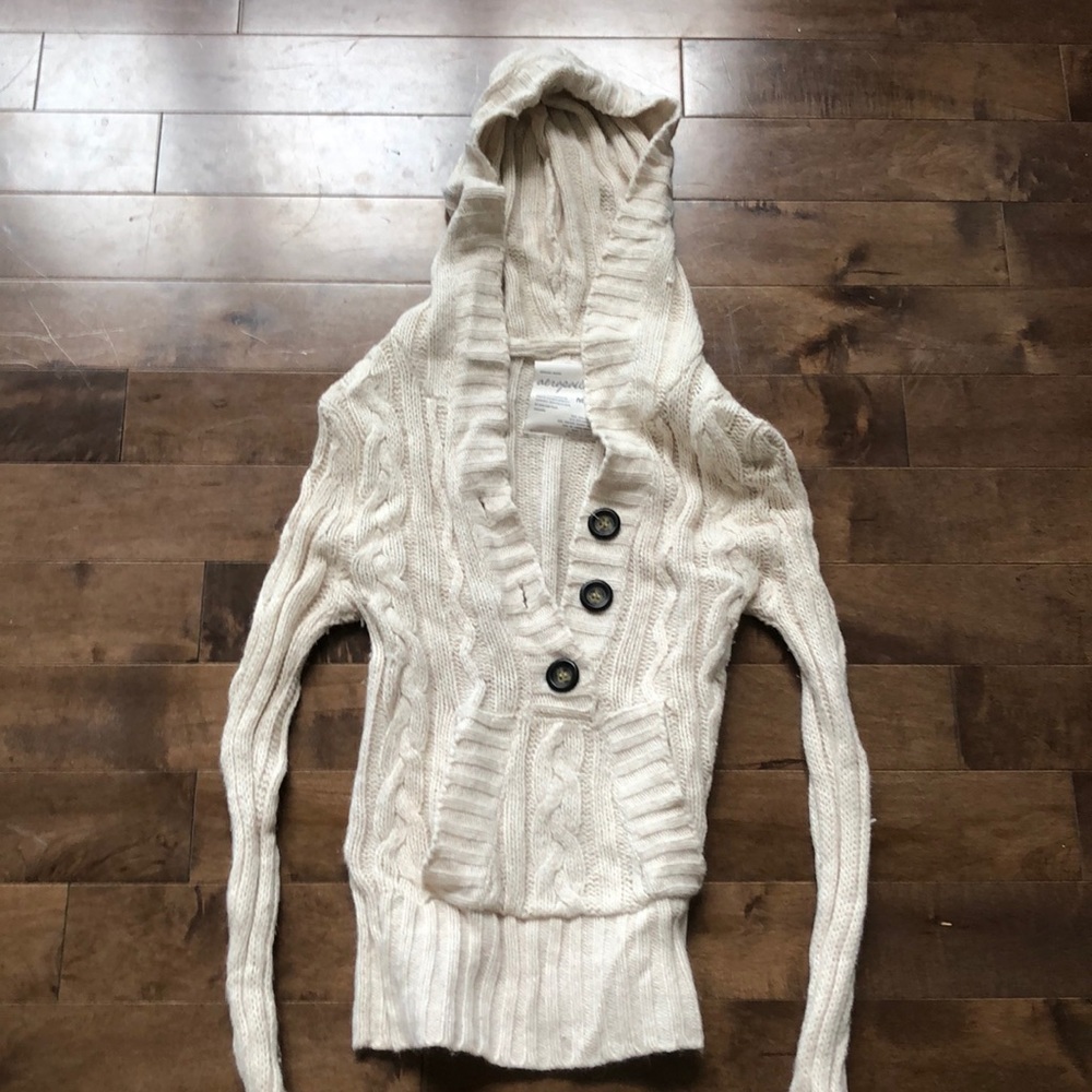 Cream Sweater with hood.